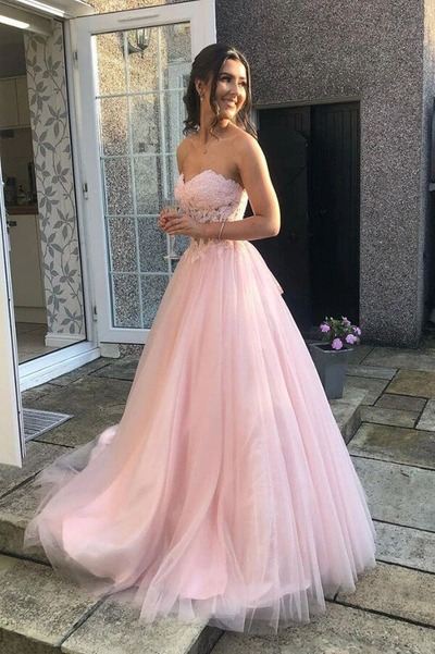 A-lineTulle Lace Sweetheart Prom Dresses, Long Formal Dresses, PD230280