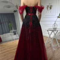 Burgundy Heavy Sequined Formal Dress, Prom Gowns,Prom Dresses Z54 - Thumbnail 1