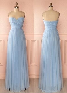 Sweetheart neck baby blue chiffon long A-line prom dress, bridesmaid dresses, PD230319