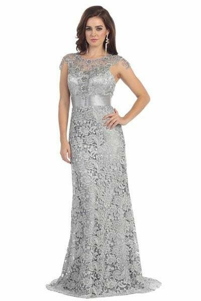 Elegant Mother of the Bride/Groom Dress Grey Lace Evening Formal Prom Dress