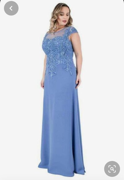 Elegant Mother of the Bride/Groom Dress Blue Lace Appliques Evening Formal Prom Dress