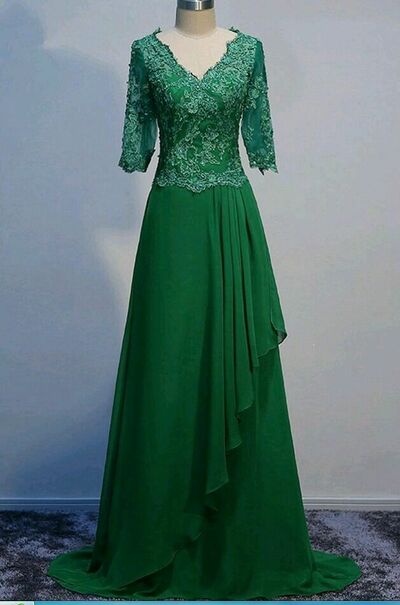 Elegant Mother of the Bride/Groom Dress Green Lace Evening Formal Prom Dress