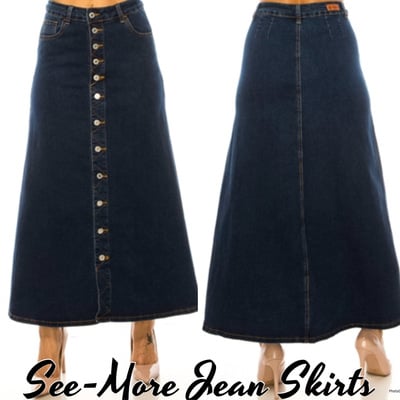 GABBY BUTTON DARK STONE WASH LONG DENIM SKIRT