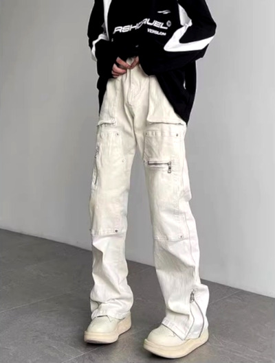 Stunning Punk Rock Zippers Details Micro Flared Pants Rave Unique For Women Men Amazing