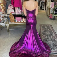 Mermaid Sweetheart Purple Metallic Satin Prom Dresses,BD251008 - Thumbnail 1