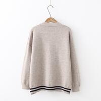 Cute Cat Embroidered V-neck Cardigan - Thumbnail 2