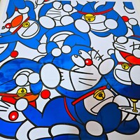 Oversize Varnish Print by Miguel Ángel Fúnez "Blue Cosmic Cat Mincemeat" - Thumbnail 2