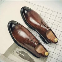 Men's dress casual business wedding groom suit shoes - Thumbnail 1