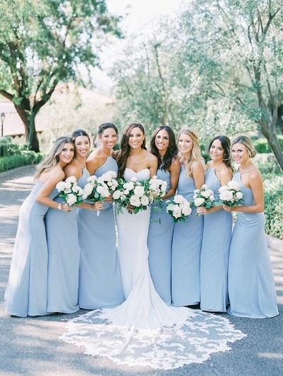 Charming Halter Sky Blue Chiffon A-Line Long Bridesmaid Dresses ,PD230680