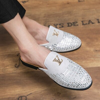 Men's shiny rhinestone toe slippers 2 colors - Thumbnail 4