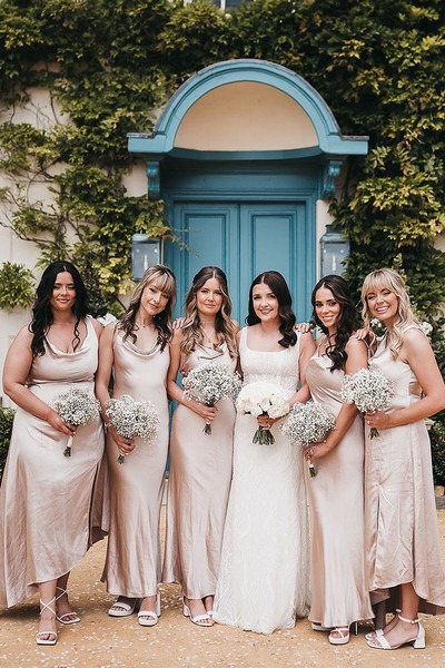 Cute Sheath Long Cowl Neck Bridesmaid Dresses,PD230712