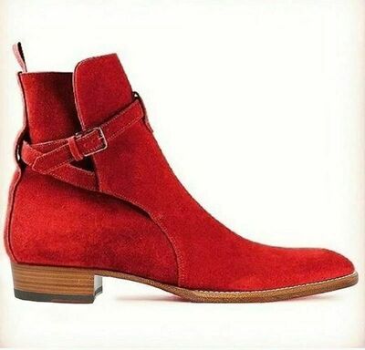 Special Edition For Christmas Festival Buckle Style Red Boot For Mens