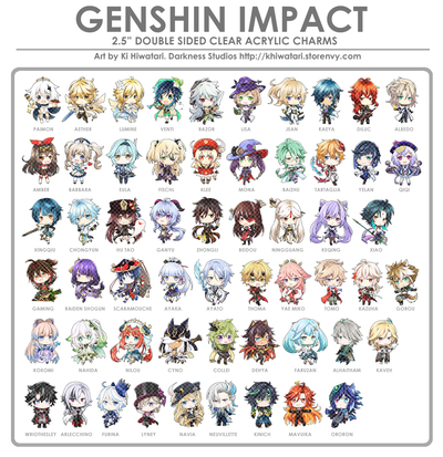 Genshin Impact 2.5" Clear Acrylic Charms