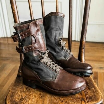 New fashion colorblock belt buckle casual men's ankle boots - Thumbnail 2