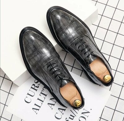 Crocodile graphic head low heel belt leisure business male big size shoes