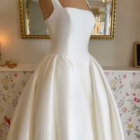 Satin wedding dress, cheap wedding gown, bridal wedding dress,W53 - Thumbnail 1