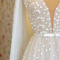 V-Neck wedding dress, cheap wedding gown, bridal wedding dress,W55 - Thumbnail 1