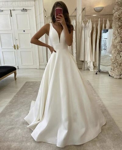 Eleghant A Line Beach Boho Wedding Dress Bridal Gown