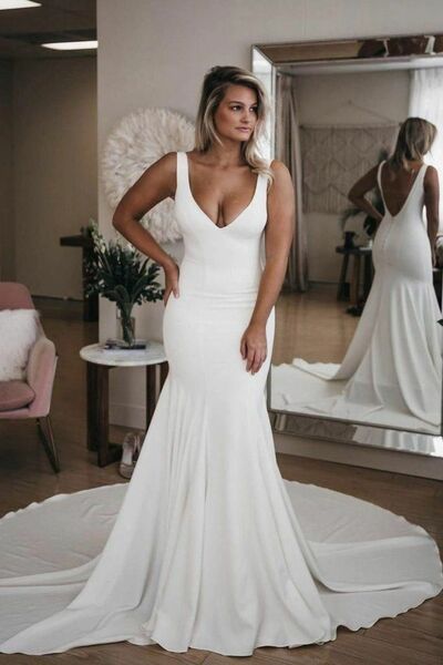 Elegant Mermaid Beach Boho Wedding Dress Bridal Gowns
