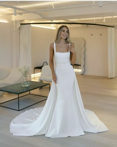 Elegant Mermaid Scoop Beach Boho Wedding Dress Bridal Gowns