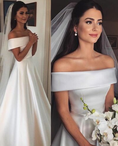 Elegant Off the Shoulder Beach Boho Wedding Dress Bridal Gowns