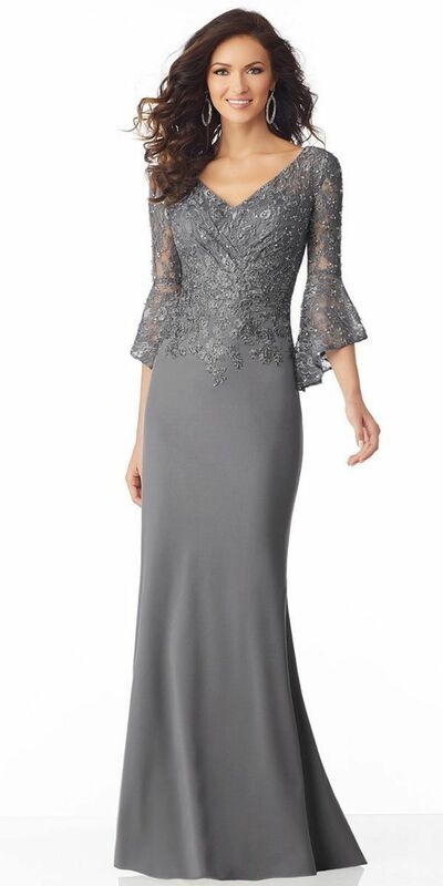 Elegant Mother of the Bride/Groom Dress Grey Lace Evening Formal Prom Dress