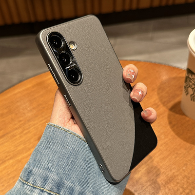 Contrast Color Real Leather Case For Samsung S24 23 22 SG704