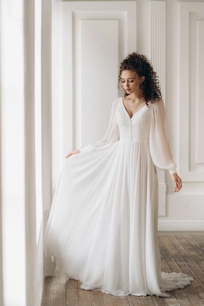 Elegant A Line Long Sleeve Beach Boho Wedding Dress Bridal Gowns