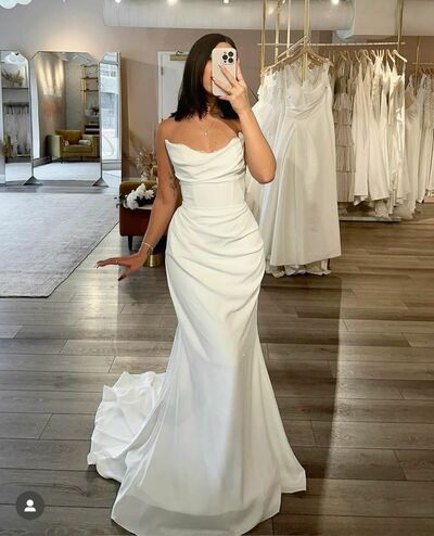 Elegant Sheath Sleeveless Beach Boho Wedding Dress Bridal Gowns