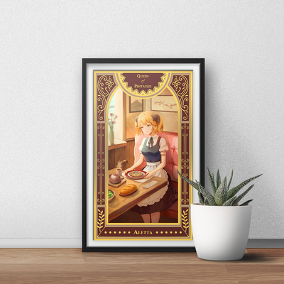 Aletta Art Print | Gold Metallic Restaurant to Another World Painting | Isekai Tarot Collector Print