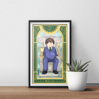 Accel World Art Print | Gold Metallic Haruyuki & Kuroyukihime Painting | Isekai Tarot Collector Print