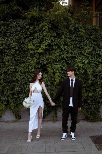 Sheath Wedding Dress, High Split Wedding Gown, Ankle-length Satin Wedding Dresses
