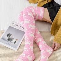Cute Cat Paw Prints Fleece Stockings Over the knee Socks - Thumbnail 2