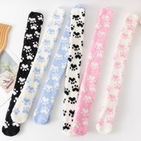 Cute Cat Paw Prints Fleece Stockings Over the knee Socks - Thumbnail 4