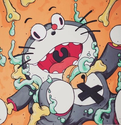 Painting by Moi Martos "A Cero Gravity Cat"