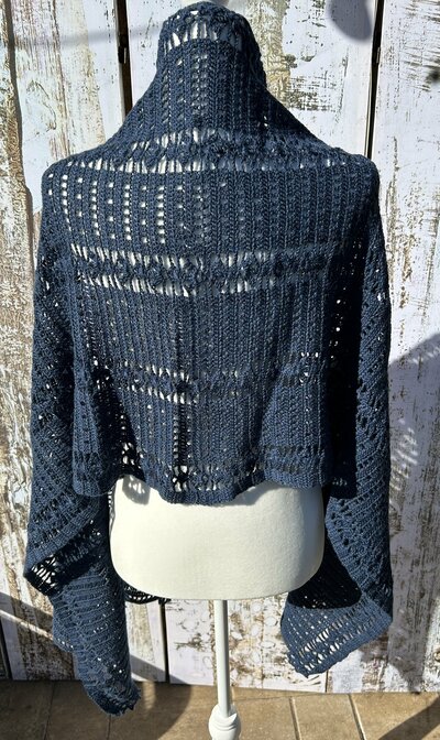 Navy Shawl/Stole in Recycled Yarn