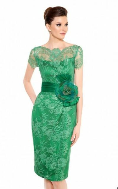 Elegant Mother of the Bride/Groom Dress Green Sheath Lace Sheath Evening Formal Prom Dress