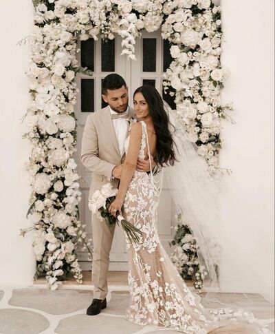 Sexy Mermaid Wedding Dress, Open Back Appliques Tulle Wedding Gown Bridal Dress