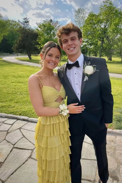 A Line Strapless Tiered Tulle Prom Dress,PD230980