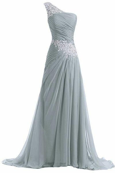 Elegant Mother of the Bride/Groom Dress Grey Lace Appliques A Line Evening Formal Prom Dress