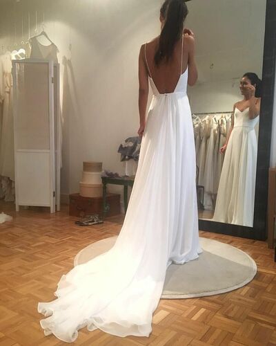Sexy V-neck Wedding Dress, Backless Wedding Gown Bridal Dress