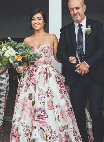 Sexy A-line Wedding Dress, Sweetheart Floral Bridal Dress Wedding Gown