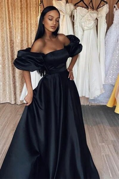 Black Off the Shoulder Prom Dress Formal Dress Evening Gowns