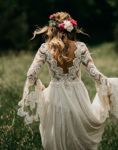 Sexy A-line Wedding Dress, Lace Bridal Dress Wedding Gown