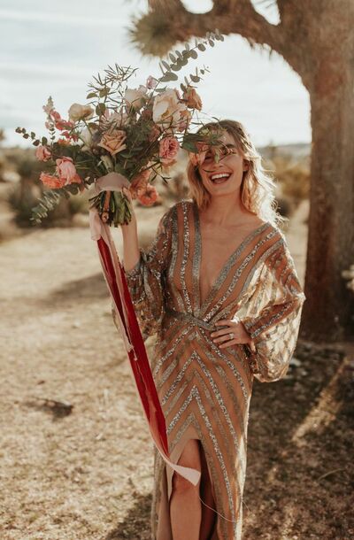 Sexy Boho Sheath Wedding Dress, Bohemian Champagne Beads Bridal Dress Wedding Gown