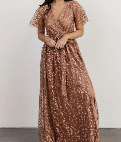 Elegant Brown Tulle Mother of Bride Groom Dress