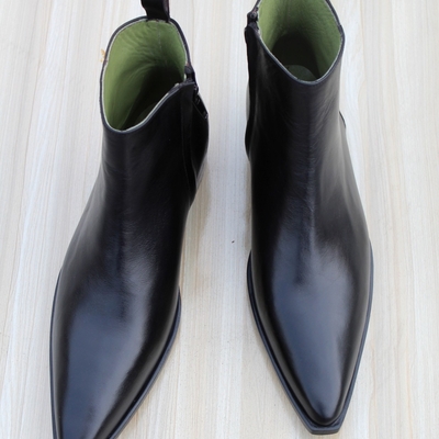 Crafted leather classic men dress shoes black leather side zipper pointed toe jodhpur boot - Thumbnail 4