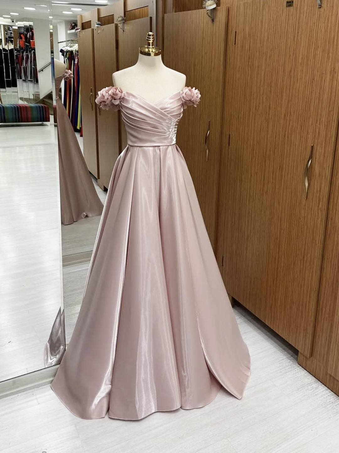 Pink Satin Long Prom Dress, Beautiful A-Line Evening Party Dress