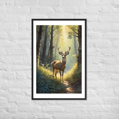 Vintage Deer in the Forest Framed poster