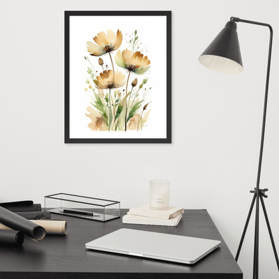 Abstract Watercolor Style Wild Flowers Framed poster